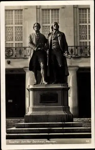 Ak Weimar in Thüringen, Goethe-Schillerdenkmal