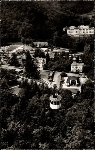 Ak Bad Harzburg am Harz, Blick vom Burgberg auf die Talstation der Schwebebahn, Harzburger Hof