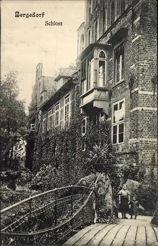 Ak Hamburg Bergedorf, Schloss, Kinder, Brücke