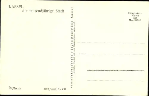 Ak Kassel in Hessen, Rathaus bei Nacht, Beleuchtung