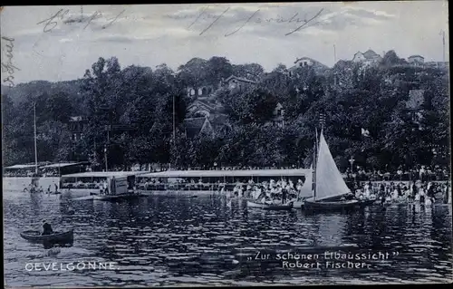 Ak Hamburg Altona Oevelgönne, Zur schönen Elbaussicht, Boote