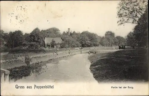 Ak Hamburg Wandsbek Poppenbüttel, Partie bei der Burg