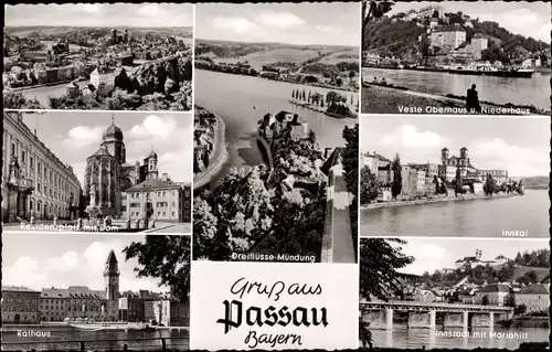 Ak Passau in Niederbayern, Veste Oberhaus, Rathaus, Residenzplatz, Dom, Mariahilf