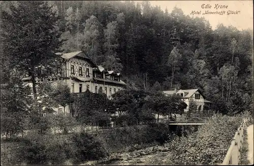 Ak Edle Krone Klingenberg im Erzgebirge Sachsen, Hotel Unverhofft Glück