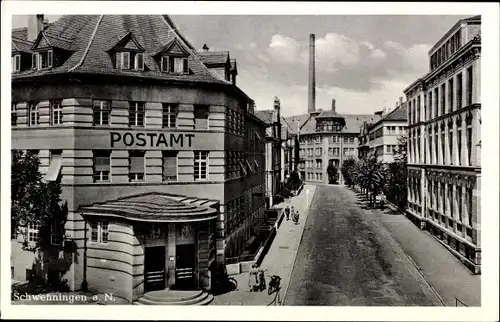 Ak Schwenningen am Neckar, Postamt, Straßenpartie