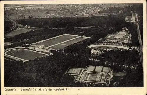 Ak Frankfurt am Main, Blick aus der Vogelschau, Sportfeld, Stadien