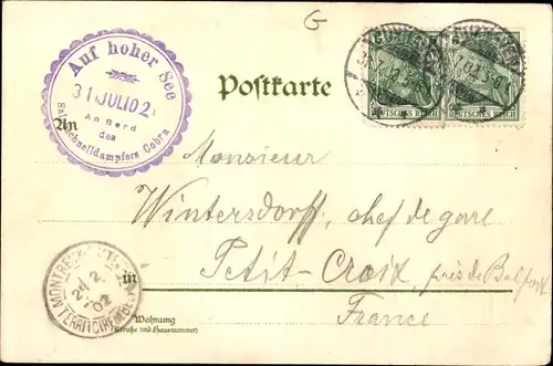 Litho Helgoland in Schleswig Holstein, Konversationshaus, Seemann