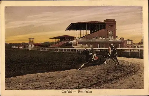 Ak Krefeld am Niederrhein, Partie auf der Pferderennbahn
