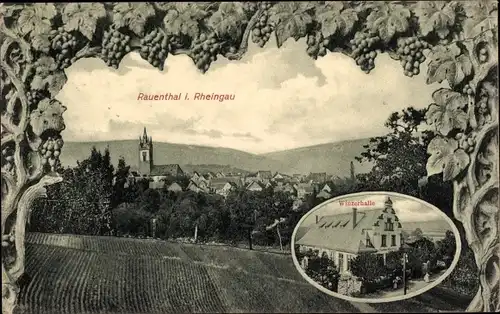 Ak Rauenthal Eltville am Rhein Hessen, Gesamtansicht, Winzerhalle