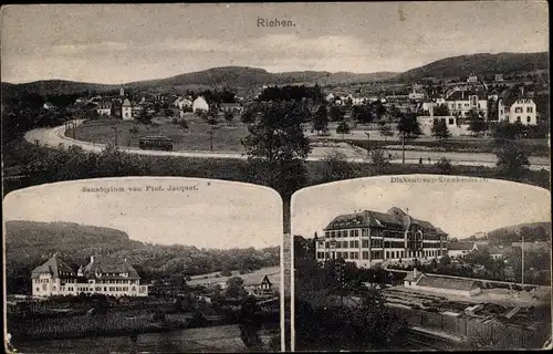 Ak Riehen Basel Stadt, Panorama. Sanatorium v. Prof. Jacquet, Diakonie Krankenhaus