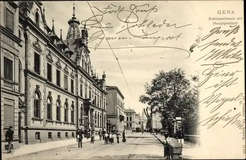 Ak Gera in Thüringen, Schlossstraße, Hauptpostamt