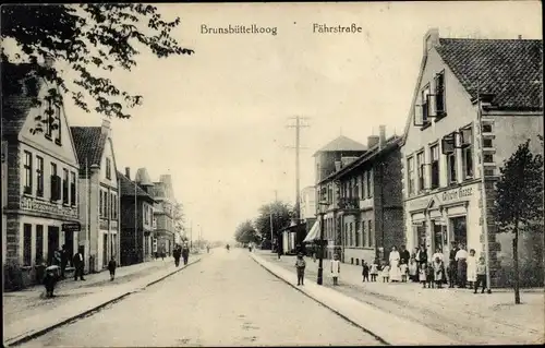 Ak Brunsbüttelkoog Brunsbüttel in Dithmarschen, Fährstraße, Geschäfte