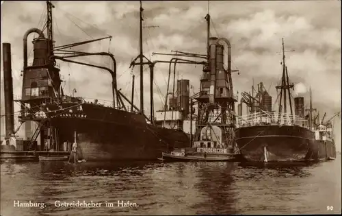 Ak Hamburg, Getreideheber im Hafen