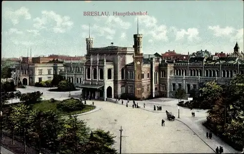 Ak Wrocław Breslau Schlesien, Hauptbahnhof