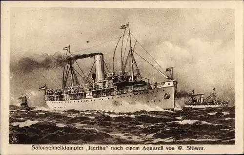 Künstler Ak Stöwer, W., Salonschnelldampfer Hertha