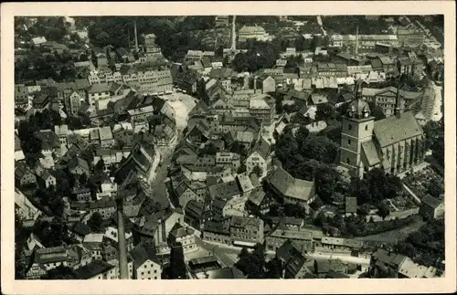 Ak Mittweida in Sachsen, Totalansicht vom Ort, Kirche, Fliegeraufnahme