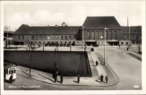 Ak Gliwice Gleiwitz Oberschlesien, Hauptbahnhof