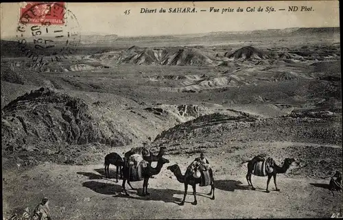Ak Col de Sfa Algerien, Desert du Sahara, Vue prise du Col de Sfa, Kamele