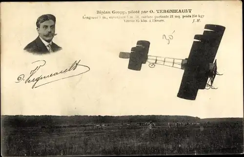 Ak Flugzeug, Biplan Goupy, pilote par O. Vergnieault