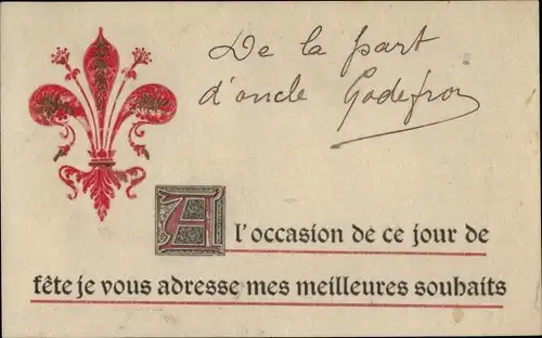 Ak Glückwunsch, A l'occasion de ce jour fete je vous adresse mes meilleures souhaits