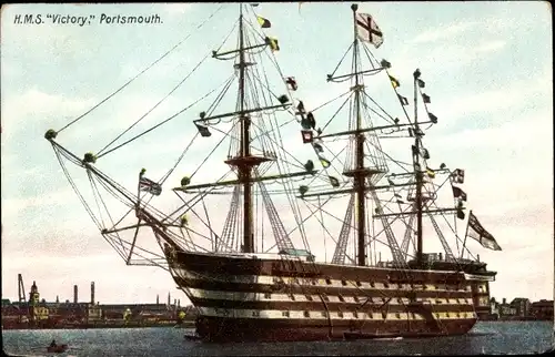 Ak Portsmouth South East England, Britisches Kriegsschiff, HMS Victory, Segelschiff