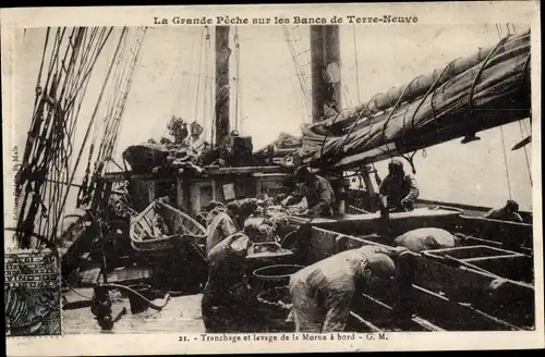 Ak Fischfang, La Grande Peche sur les Bancs de Terre Neuve, Tranchage et lavage