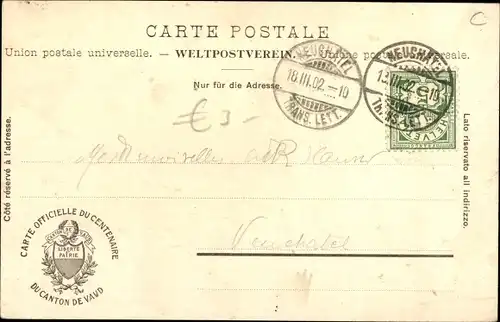 Ak Centenaire Vaudois 1903