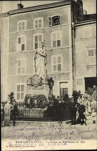 Ak Rambervillers Lothringen Vosges, La Statue de la Defense en 1870