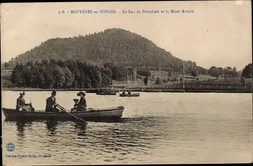 Ak Bruyères Vosges, Le Lac du Pointhaie et le Mont Avison, Ruderboot, See