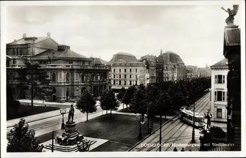 Ak Düsseldorf am Rhein, Hindenburgwall mit Stadttheater