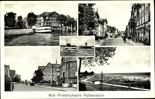Ak Friedrichsort Kiel in Schleswig Holstein, Falkenstein, Fähre, Straßenpartie
