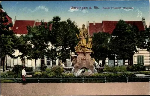 Ak Uerdingen Krefeld am Niederrhein, Kaiser Friedrich Brunnen