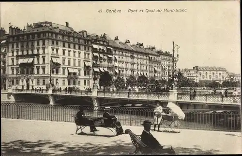 Ak Genève Genf Schweiz, Pont et Quai du Mont Blanc