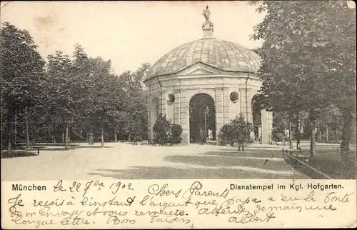 Ak München, Dianatempel im Königlichen Hofgarten