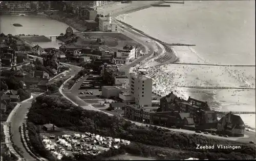 Ak Vlissingen Zeeland Niederlande, Panorama, Strandpartie