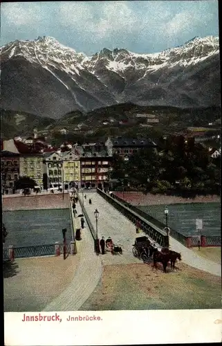 Ak Innsbruck in Tirol, Fluss, Innbrücke, Stadtteilansicht, Berg