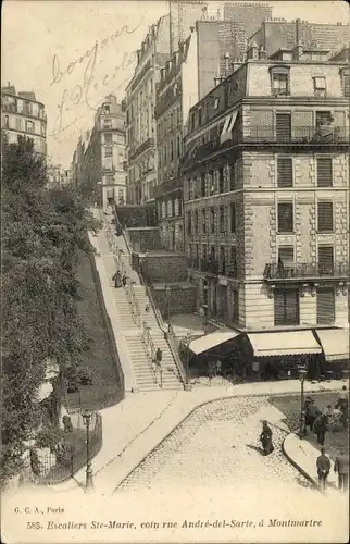 Ak Paris XVIII Montmartre, Escaliers St Marie, coin rue André del Sarte, á Montmartre