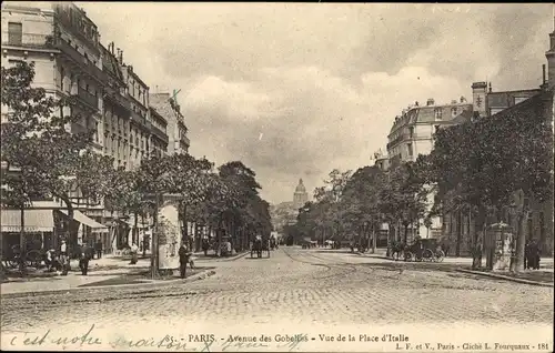 Ak Paris XIII., Avenue des Gobelins, Vue de la Place d'Italie