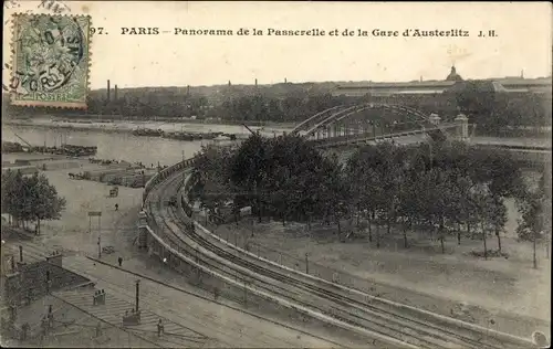 Ak Paris XIII., Panorama de la Passerelle et de la Gare d'Austerlitz