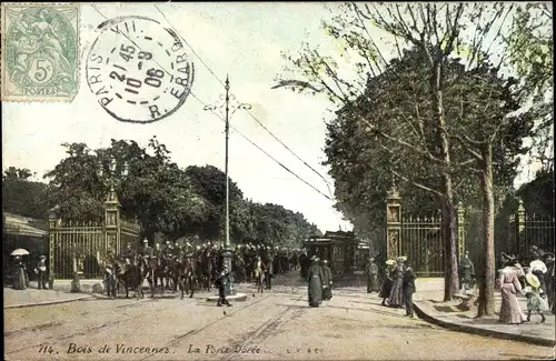 Ak Paris Reuilly, Bois de Vincennes, La Porte Dorée, Tramway