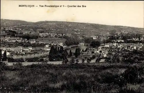 Ak Montlucon Allier, Vue panoramique, Quartier des Iles