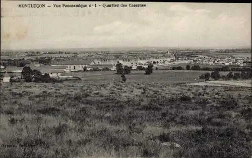 Ak Montlucon Allier, Vue panoramique, Quartier des Casernes
