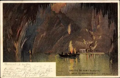 Künstler Ak Grotte de Han Han sur Lesse Belgien, Salle d'Embarquement