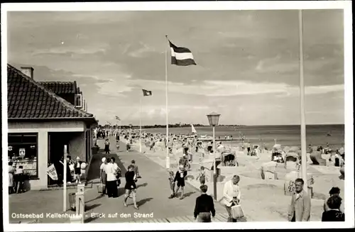 Ak Ostseebad Kellenhusen in Holstein, Strandpromenade und Blick auf den Strand, Strandkorb