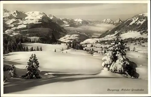 Ak Ibergeregg Kanton Schwyz Schweiz, Abfahrt Grossboden