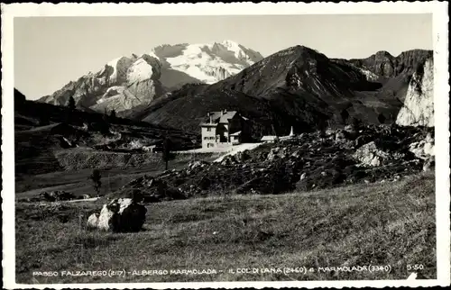 Ak Passo di Falzarego Veneto, Albergo Marmolada, il col di Lana a Marmolade