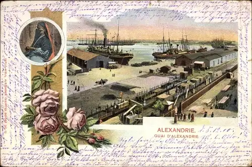 Ak Alexandria in Ägypten, Quai d'Alexandrie, Hafenanlegestelle