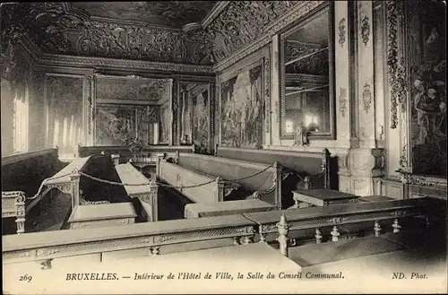 Ak Bruxelles Brüssel, Intérieur de l'Hôtel de Ville, la Salle du Conseil Communal