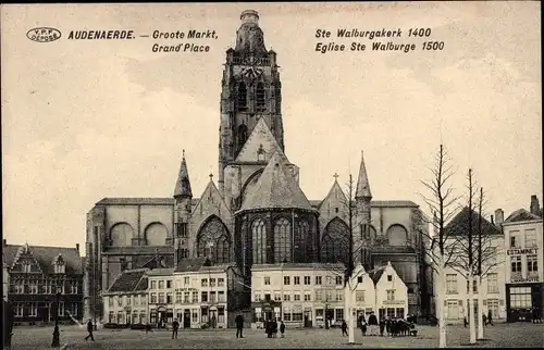 Ak Oudenaarde Ostflandern, Groote Markt, Ste Walburgakerk 1400