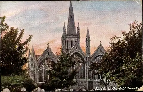 Ak Yarmouth Norfolk England, St. Nicholas Church